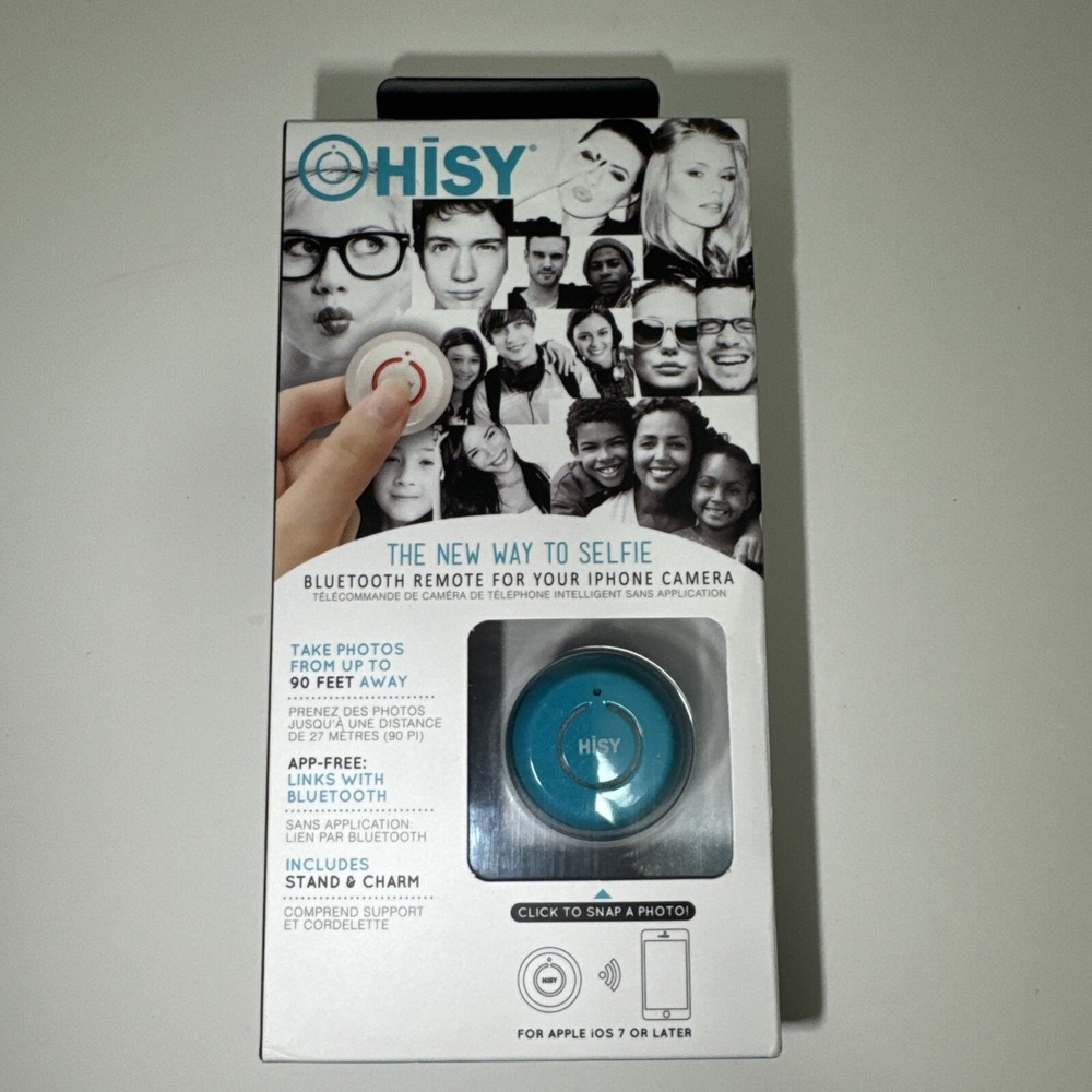 HISY Bluetooth Remote Camera Shutter & Selfie Clicker - Blue - New in‎ Box
